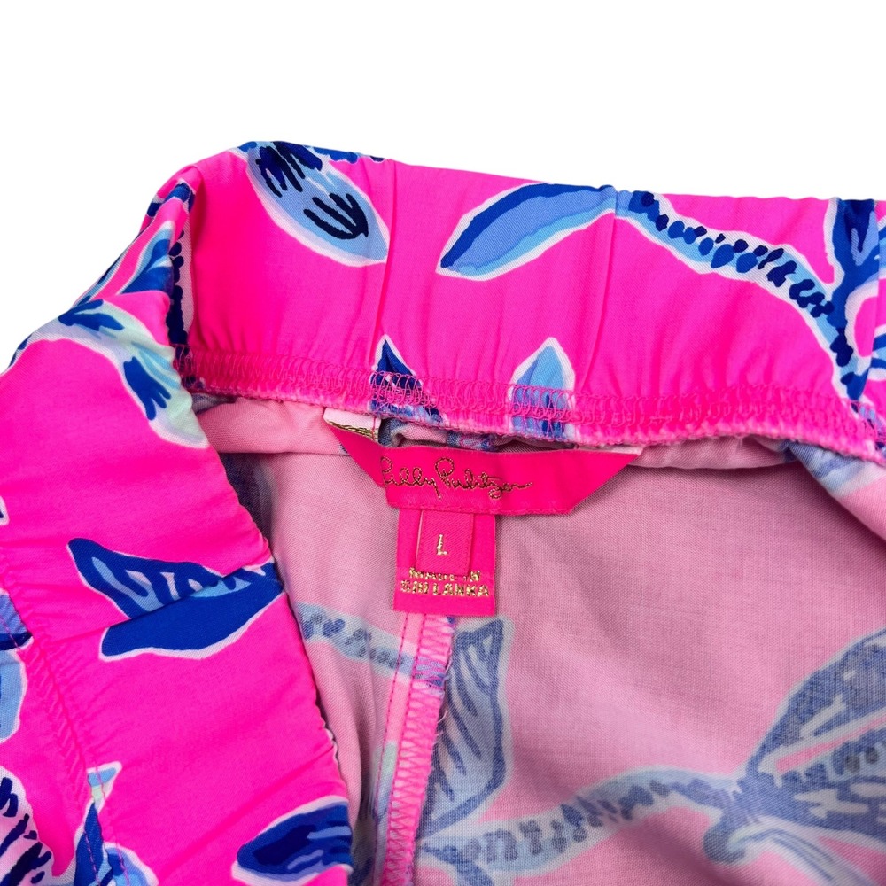 Lilly Pulitzer Bal Harbour Palazzo Pants Pink Blue Elephant Floral Print XL - Picture 4 of 14